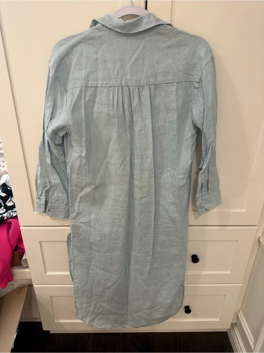 The Linen Voile Kaftan Dress - Baby Blue - Picture 5 of 7